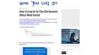 How To Log In To The Citi Remote Office Web Portal - Citi Remote Office Web Portal