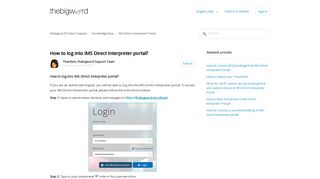 
                            3. How to log into IMS Direct Interpreter portal? – thebigword Product ... - The Big Word Portal
