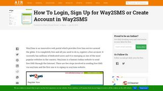 
                            8. How To Login, Sign Up for Way2SMS or Create Account in ... - Www Way2sms Com Portal