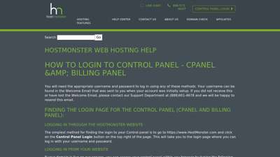How To Login To Control Panel - cPanel ... - HostMonster