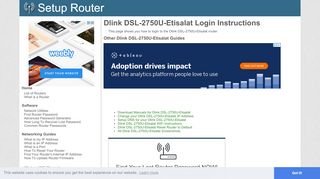 
How to Login to the Dlink DSL-2750U-Etisalat - SetupRouter  
