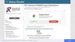 
How to Login to the FPT Telecom FP804W - SetupRouter  
