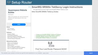 
                            5. How to Login to the SmartRG SR505n TekSavvy - SetupRouter - Teksavvy Portal