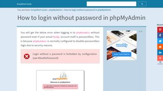 
                            4. How to login without password in phpMyAdmin - Portal Without A Password Is Forbidden By Configuration See Allownopassword