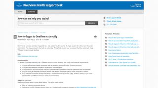 
                            6. How to logon to OneView externally : Riverview Health ... - Oneview Internet Portal Passcode