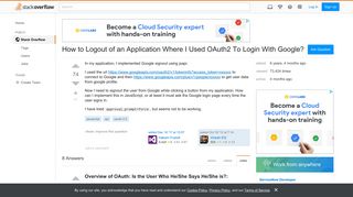 
How to Logout of an Application Where I Used OAuth2 To Login With ...  
