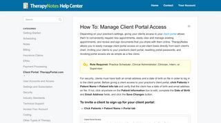 
                            4. How To: Manage Client Portal Access - TherapyNotes Help Center - Therapy Notes Patient Portal