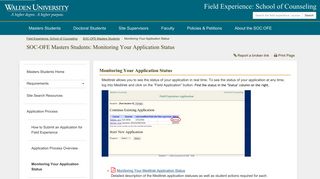 
                            8. How to Monitor Your Application Status - SOC-OFE Masters ... - Walden University Admission Portal