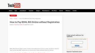 How to Pay BSNL Bill Online without Registration - Techstic - Pay Bsnl Landline Bill Online Without Portal