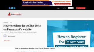 
                            5. How to register for Online Tests on Paramount's website – EduGorilla - Paramount Online Test Portal Login