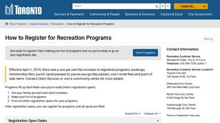 
                            4. How to Register for Recreation Programs – City of Toronto - Toronto Fun Online Portal