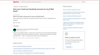 
How to reset my Facebook account on my 8 Ball Pool - Quora  
