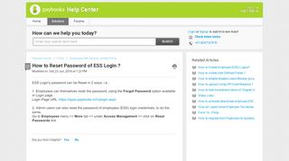 
How to Reset Password of ESS Login ? : Help Center  
