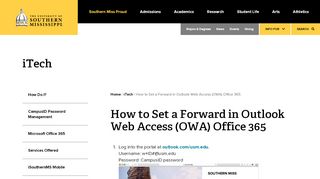 
                            5. How to Set a Forward in Outlook Web Access ... - USM.edu - Outlook Usm Email Portal
