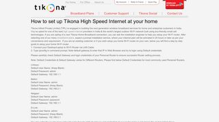 
                            1. How to set up Tikona High Speed Internet at your home ... - Tikona Router Portal Page