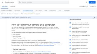 How to set up your camera on a computer - Google Nest Help