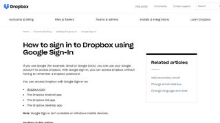 
                            5. How to sign in to Dropbox using Google Sign-In | Dropbox Help - Www Dropbox Com Portal