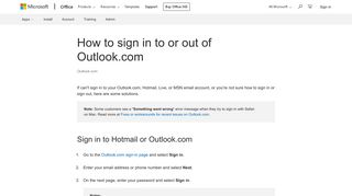 How to sign in to or out of Outlook.com - Outlook - Office Support - Entrar No Meu E Mail Hotmail Portal
