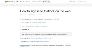 
                            3. How to sign in to Outlook on the web - Office Support - Office 365 - Hotmail Direct Portal