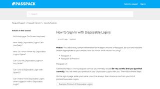 
                            7. How to Sign In with Disposable Logins – Passpack Support - Passpack 7 Portal