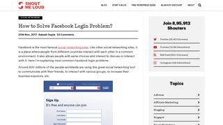 
                            5. How to Solve Facebook Login Problem? - ShoutMeLoud - Facebook Portal Problems 2016