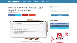
                            7. How To Solve WiFi HotSpot Login Page Error on Android? | Mashtips - Reivernet Hotel Login