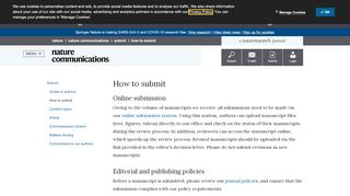How to submit | Nature Communications - Nature Submission Portal