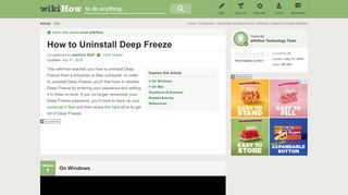 
How to Uninstall Deep Freeze (with Pictures) - wikiHow  
