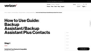 
                            1. How to Use Guide: Backup AssistantBackup Assistant Plus ... - My Verizon Backup Assistant Portal