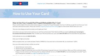 
                            6. How to Use Your Card | Prepaid Reloadable Visa* Card - Canada Post Visa Portal