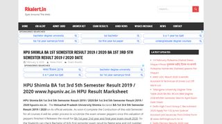 
                            8. HPU Result 2019 HPU BA 1st 3rd 5th Semester Result 2019 - Hpu Login Rusa Result 2017