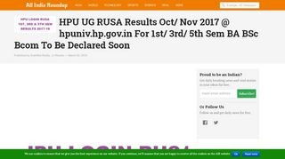 
                            5. HPU UG RUSA Results Oct/ Nov 2017 @ hpuniv.hp.gov.in For ... - Hpu Login Rusa Result 2017