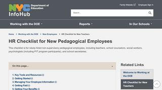 
                            4. HR Checklist for New Teachers - InfoHub - Nyc Doe Employee Self Service Login