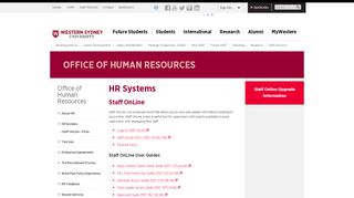 
HR Systems | Western Sydney University  
