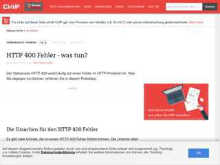 
                            9. HTTP 400 Fehler - was tun? - CHIP