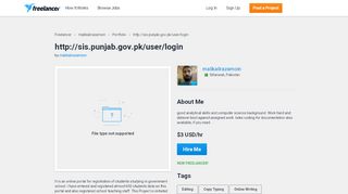 http://sis.punjab.gov.pk/user/login | Freelancer - Sis Punjab Portal