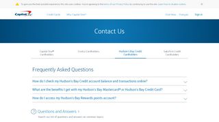 Hudson's Bay Credit Contact Information | Capital One Canada - Hbc Mastercard Online Banking Portal