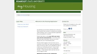 Humboldt State University Housing Application - Welcome to ... - Www Humboldt Edu Portal