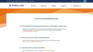 I am a current/potential vendor. | Parallon