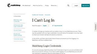 
I Can't Log In - MailChimp  
