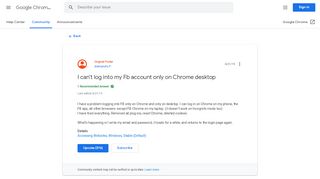 
I can't log into my Fb account only on Chrome desktop - Google ...  
