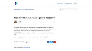 
                            3. I lost my PIN code, how can I get into Keepsafe? – Keepsafe ... - Keepsafe Portal Forgot Password