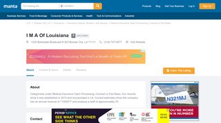 
I M A Of Louisiana Bossier City LA, 71111 – Manta.com  

