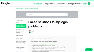 
I need solutions to my login problems. – Bingle Help Centre  
