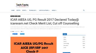 
                            9. ICAR AIEEA UG, PG Result 2017 Declared [email protected] icarexam ... - Icarexam Net 2017 Portal