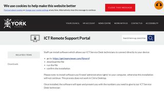 
                            6. ICT Remote Support Portal - City of York Council - City Of York Council Portal