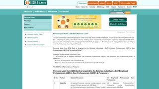 IDBI Personal Loans | Personal Loan Rates | IDBI Bank - Idbi Login Personal