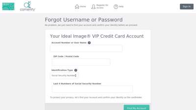 Ideal Image® VIP Credit Card - Forgot Username or Password