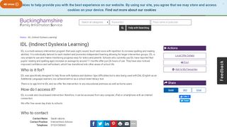 
                            9. IDL (Indirect Dyslexia Learning) - Bucks Family Information ... - Idl Cloud Portal In