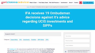 
                            9. IFA receives 19 Ombudsman decisions against it's advice regarding ... - Portal Financial Services Reviews
